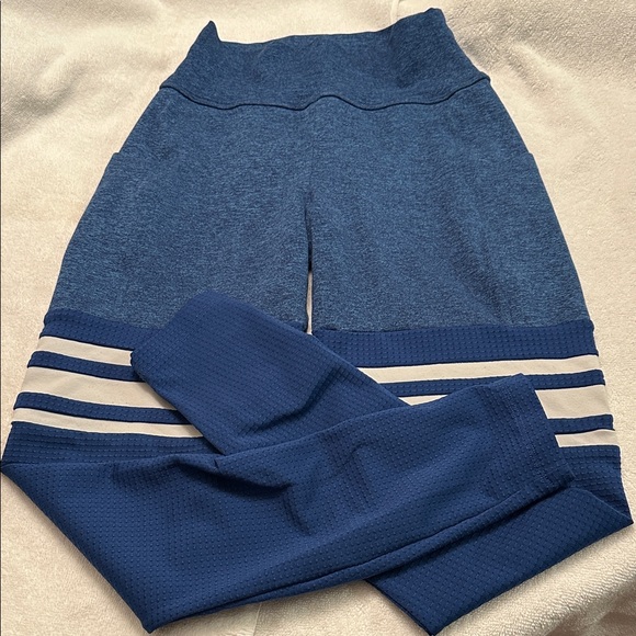 Bombshell Sportswear Medium blue Leggings with Stripes and side pockets - Picture 2 of 6